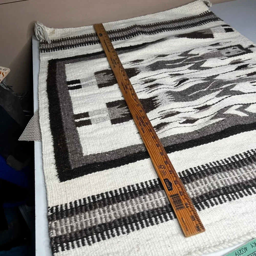 Vintage Navajo Style Yei Rug Handwoven Wool Southwest Textile 26x36